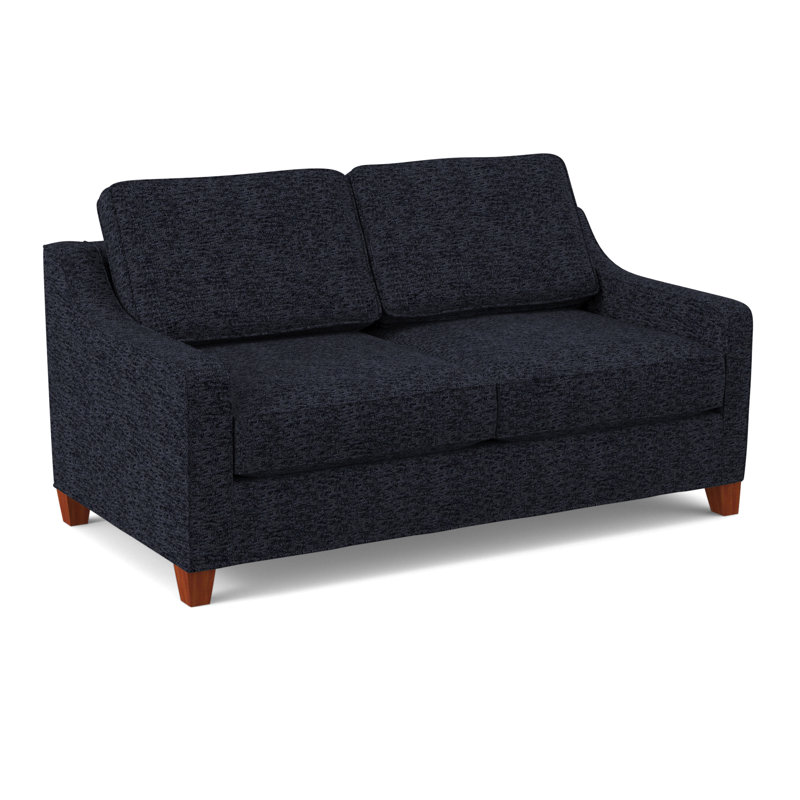Clark 74" Square Arm Sofa with Reversible Cushions, BM Cherry, Herring Cove Aquamarine