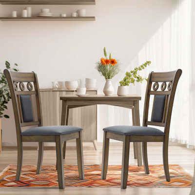 2-Piece Farmhouse Dining Chairs Set, Modern Fabric Side Chair with Solid Wood Legs