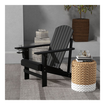 Chaise Adirondack en bois, chaise de jardin d'extérieur avec porte-gobelet, mobilier de jardin résistant aux intempéries, salon classique pour terrasse, jardin, cour arrière, foyer