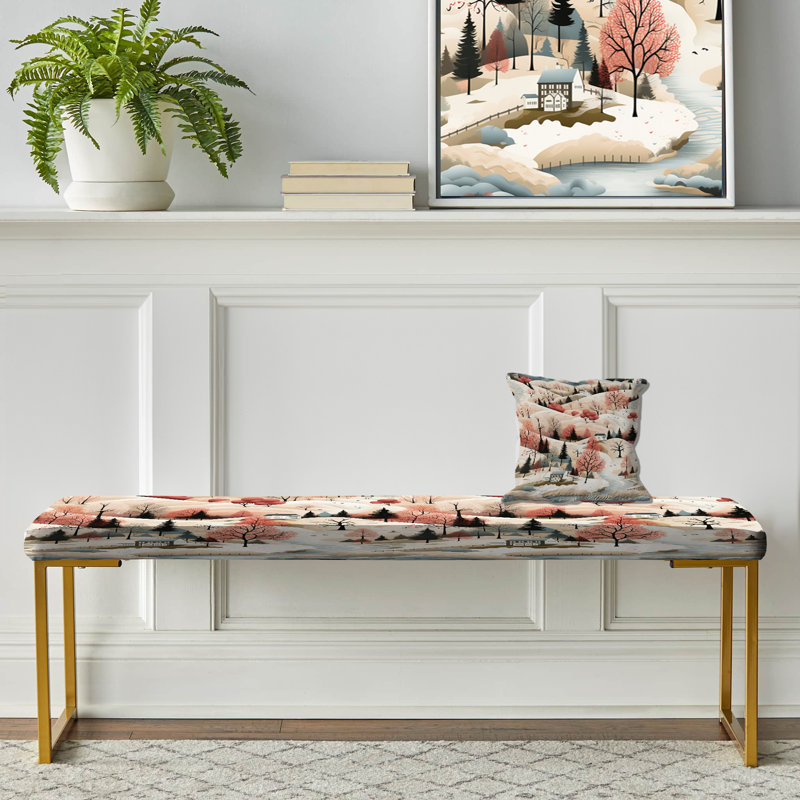 Motif scandinave d'automne - banc rembourré floral doré