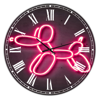Chien ballon - horloge ronde abstraite en métal