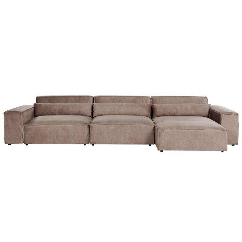 Boleslovas 3 Seater Sofa & Chaise, Left Hand Facing, Brown