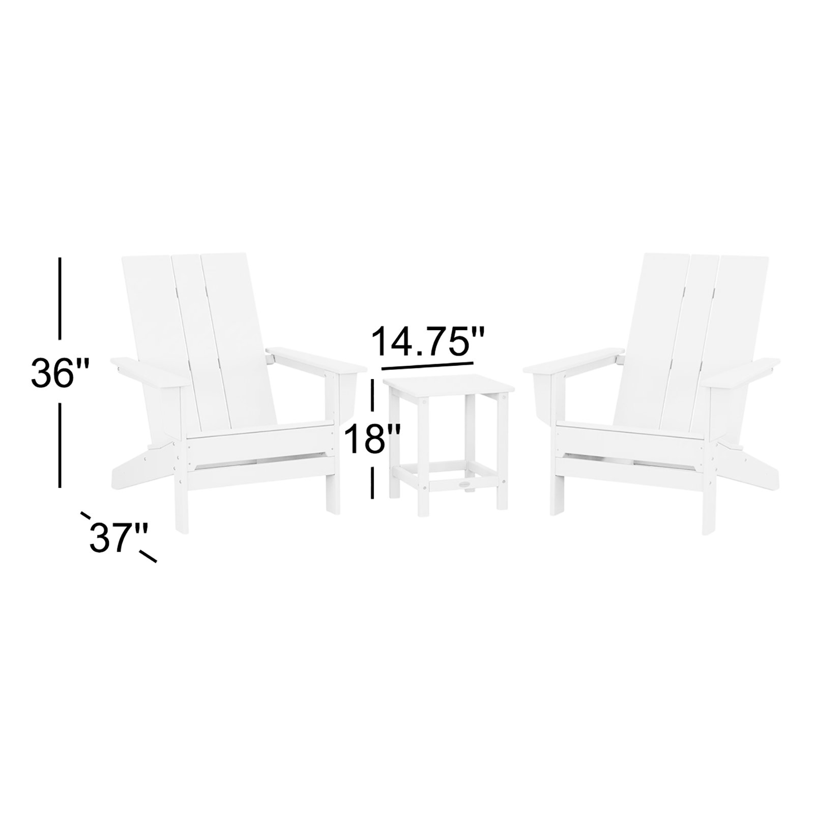 POLYWOOD® x AllModern Adirondack Chairs with Table, Black