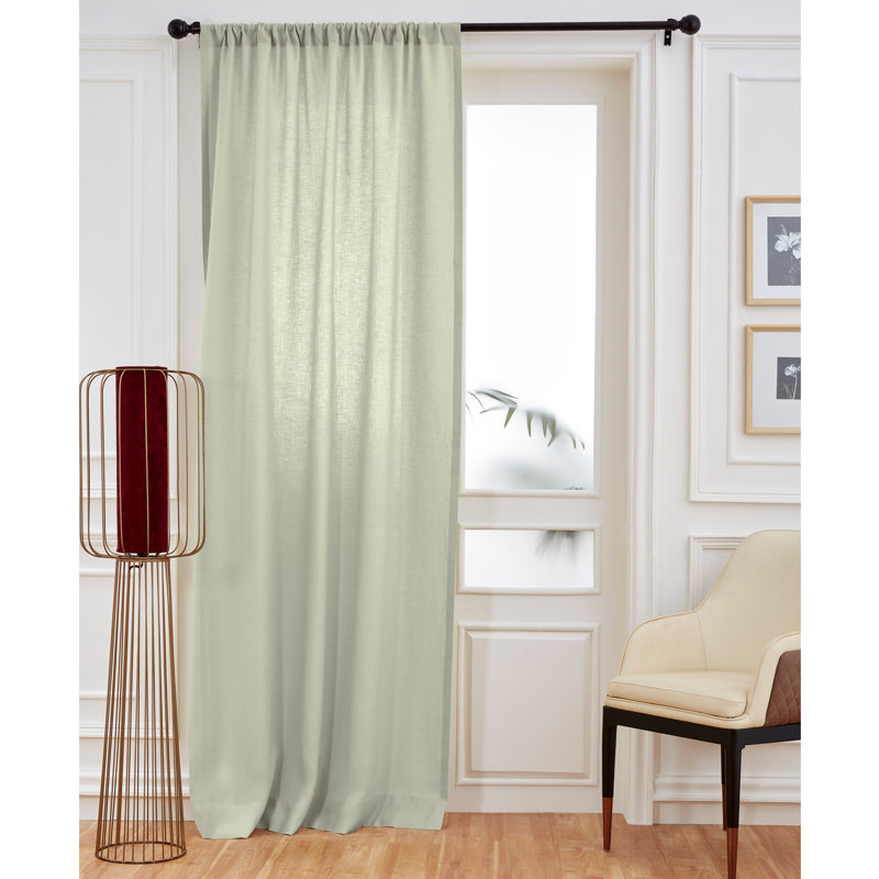 Linen Curtain with Rod Pocket, 52" W x 132" L, Sage Green