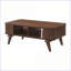 Table basse à finition noyer avec 2 portes tambour et amp; Tablettes pour le salon, rangement peu encombrant