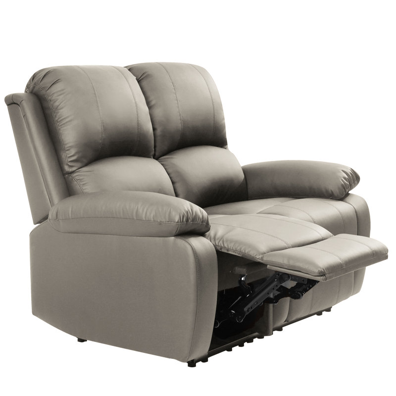 2 Seater Kyilaa Vegan Leather Reclining Sofa, Grey