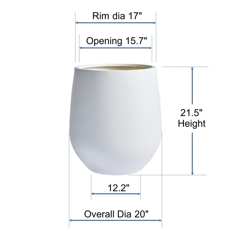Dorlis Fiberstone Pot Planter, 21.5" H x 20" W x 20" D, White