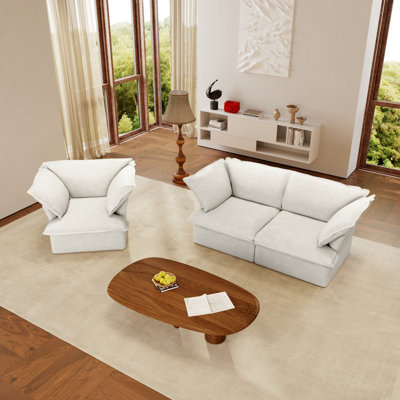 Ensemble de salon modulaire 2 pièces avec canapé à housse modulaire
