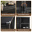 Meuble de rangement pour cage d'angle peu encombrant - table de bout intérieure en bois pour chenil avec porte pivotante à 360 °, bols en acier inoxydable, conception décorative pour les petites races, relief noir + cadre en fer noir-825741820