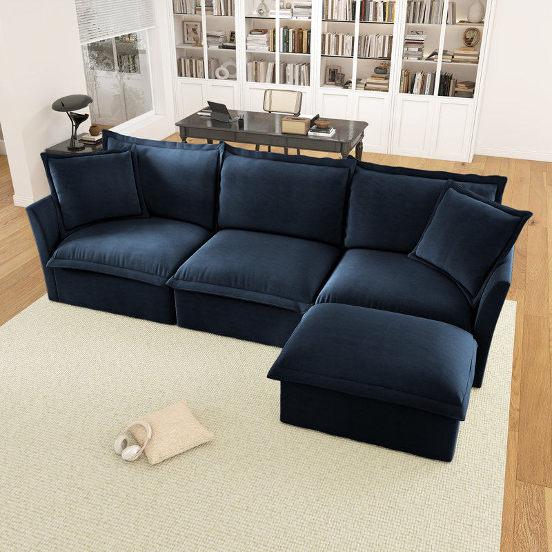 Grand canapé moderne et confortable, Chenille bleu