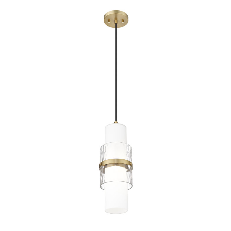 Luminaire suspendu cylindrique à 1 lumière Yamir, Or moderne