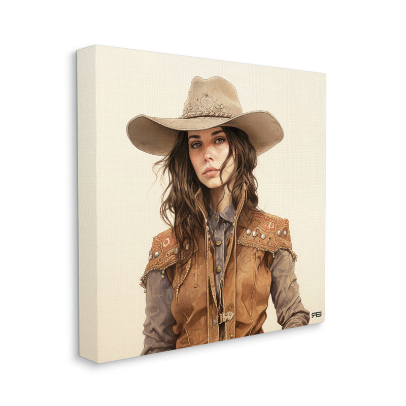 Southwestern Cowgirl Portrait par RB, H 36 po x l 36 po x P 1,5 po