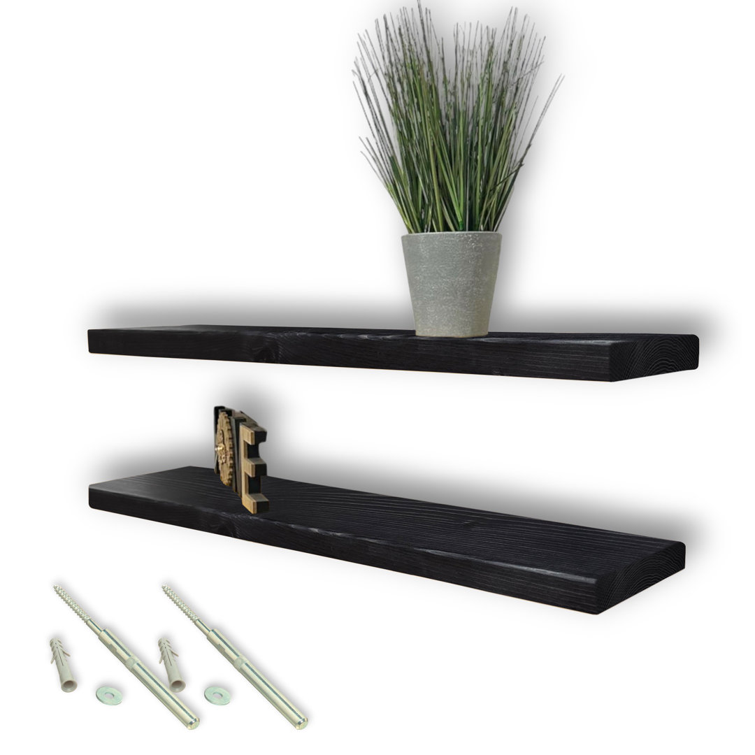 Set Of 2 Handcrafted Floating Wall Shelves With Invisible Brackets Perfect For Kitchen Decor And Storage