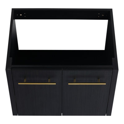 Meuble-lavabo mural 24 po - Armoire en châtaignier noir avec mécanisme et surface de rangement moderne de 24 po pratique