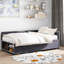 Lit simple avec rangement et velours gris doux pour une chambre relaxante en forme de L - couleur-264264386