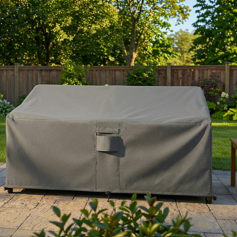 Goodman Weatherproof Patio Sofa Cover with Breathable, Durable Water-Resistant PVC Protection, Adjustable Elastic Hem, Click-Close Straps and Air Holes