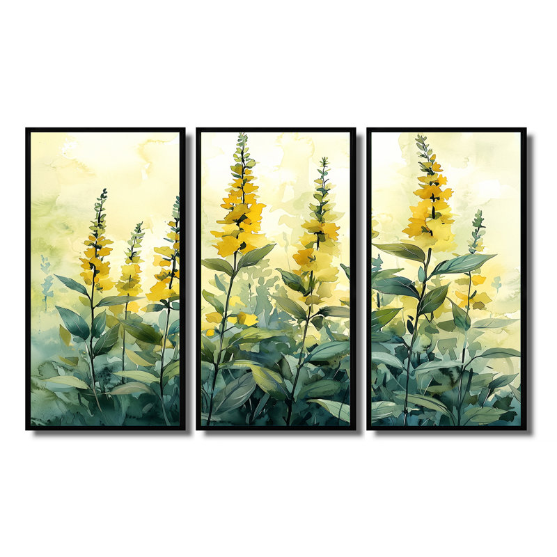 Herbes à la lumière du soleil de l'été IV - ensemble de 3 herbes, H 28 po x l 36 po, Impression encadrée sans passe-partout