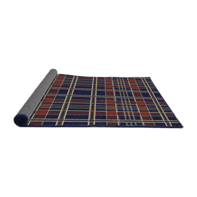 Tapis décoratif à carreaux bleu/orange Ritchey, Rond 6 pi