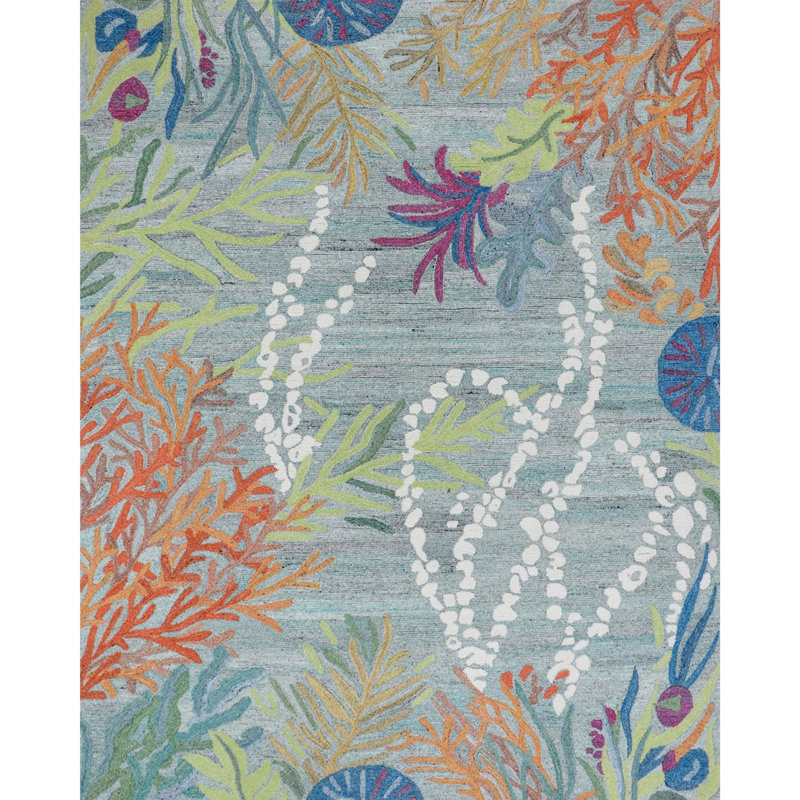 Reef Under the Sea Hand-Tufted Recycled Polyester Indoor/Outdoor Area Rug, Rectangle 8' x 10'