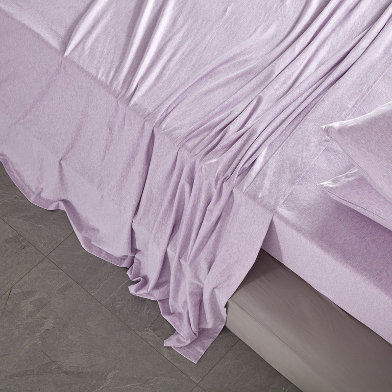 Ensemble de draps en jersey 100% coton 145 fils, Très grand californien, Mauve