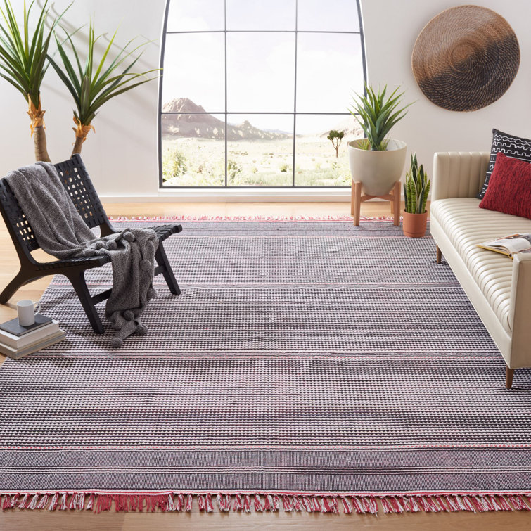 Tapis rayé multicolore tissé à plat à la main Granada