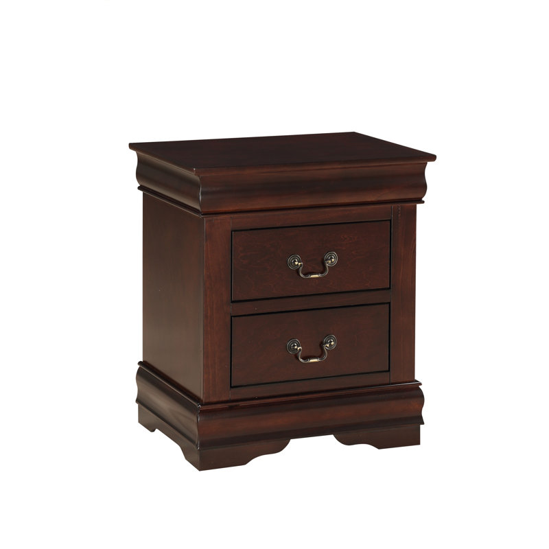 Solid Wood Louis Philip Nightstand With Two Drawers, Contemporary & Simple Style, Soft Close Glides, And Rich Finishes.