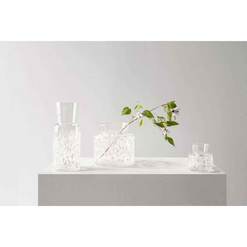 Meadow Glass Table Vase, White/Ivory, 11.8" H x 4.7" W x 4.7" D