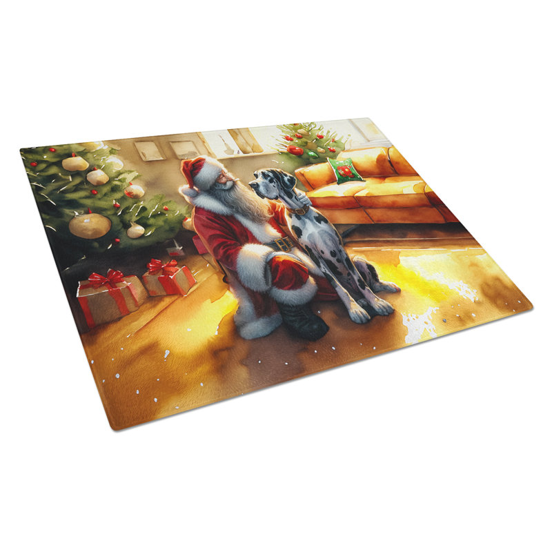 Planche à découper en verre Great Dane and Santa Claus