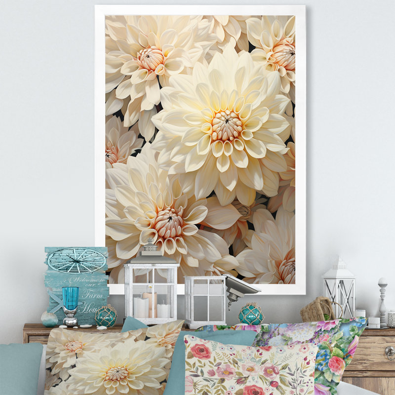 Elegant Beige and White Floral Canvas Painting
