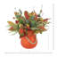 Astilbe et arrangement de grenade d'automne dans un vase de citrouille en verre