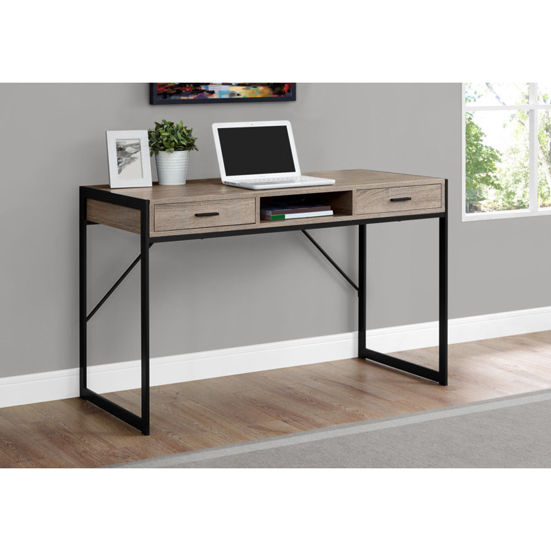 Calvillo Computer Desk, Home Office, Laptop, Storage Drawers, Work, Metal, Laminate, Dark Taupe/Black