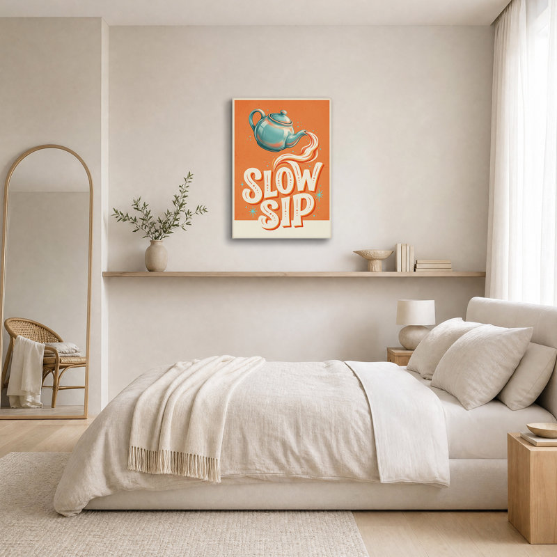 «Teal Tealot Versing Stream Over Slow Sip Lettrage», art mural sur toile, H 36 po x l 24 po