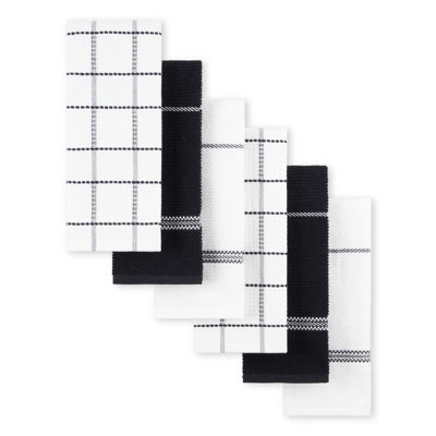 Martha Stewart Modern Waffle Kitchen Towel Set 6-pack, Linen, 16"x28" In Black