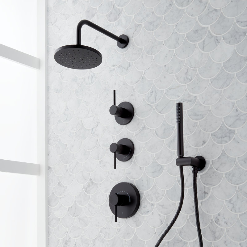 Système de douche thermostatique avec douche à main Lexia, Matte Black
