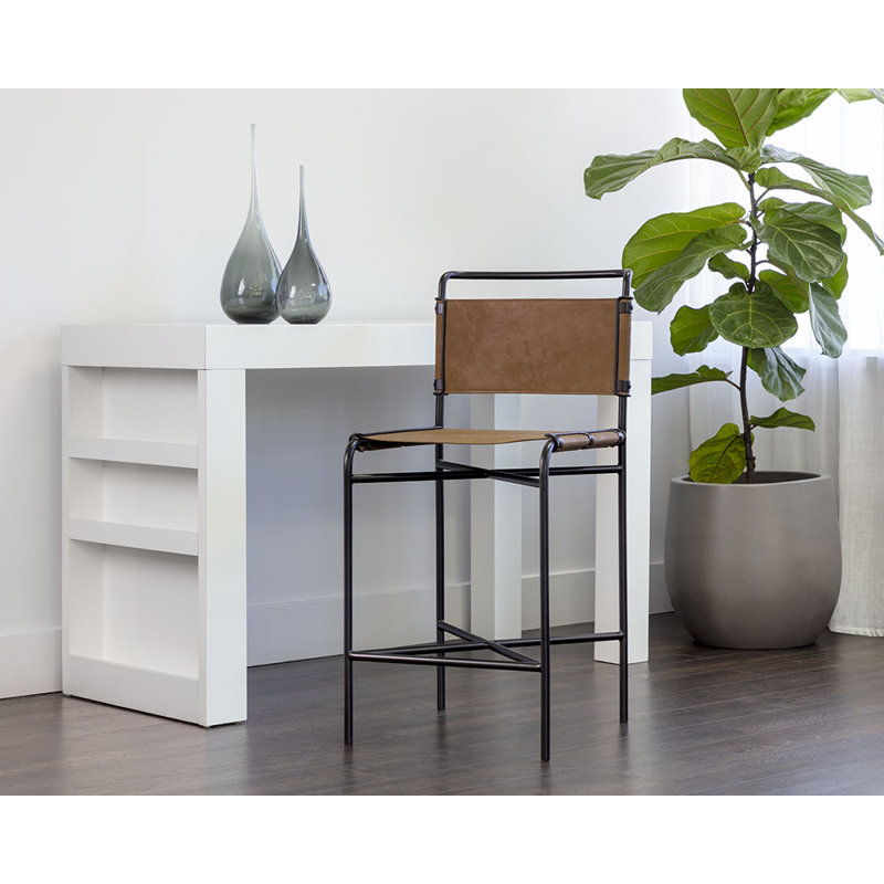 Upholstered Stool with Metal Frame, Counter Stool (26" Seat Height)