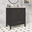 Meuble-lavabo autoportant élégant avec lavabo en céramique, rangement à fermeture en douceur et porte à double couche-130842569