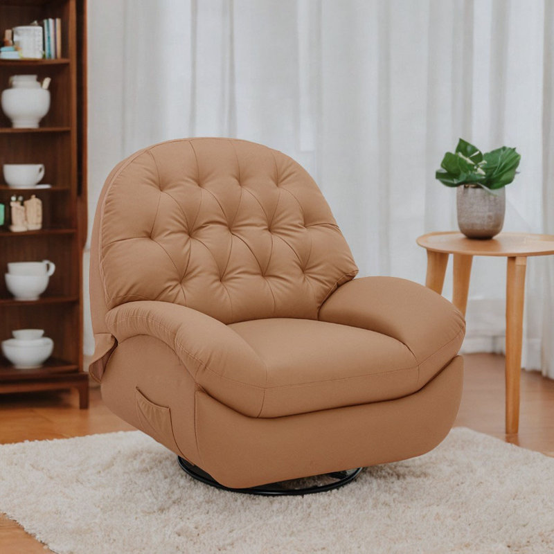 Fauteuil inclinable pivotant en similicuir Nervie, Brun