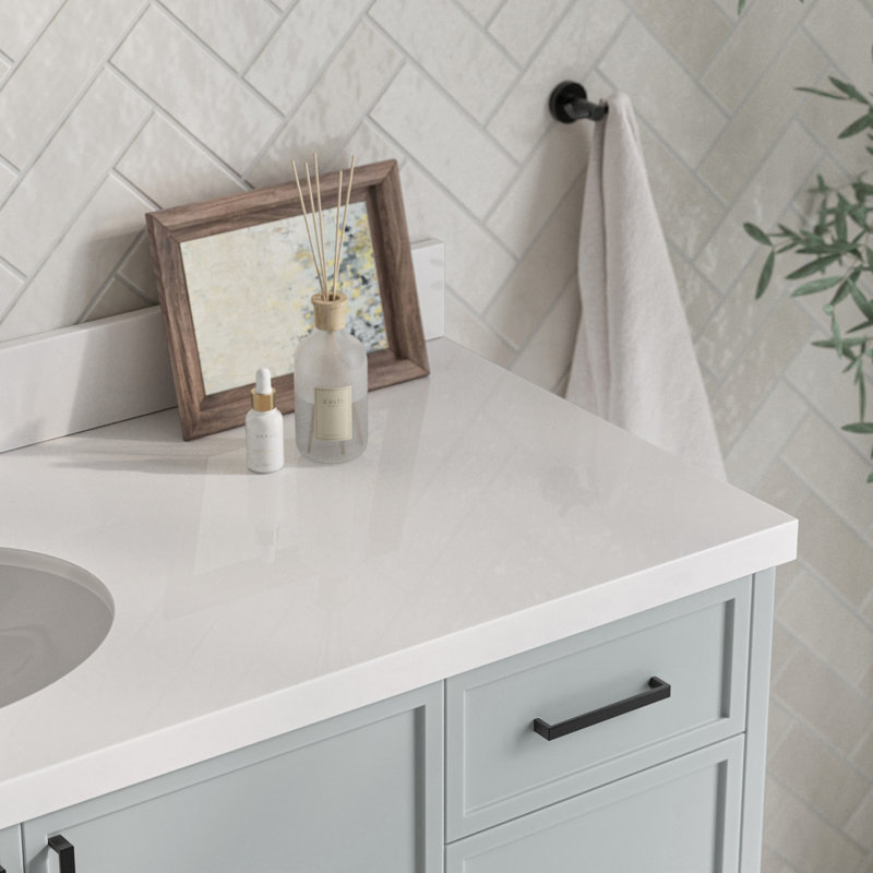 ARIEL Kelly 60 Single Sink Bathroom Vanity with Carrara Quartz Top, Rectangular, Gray, 61"