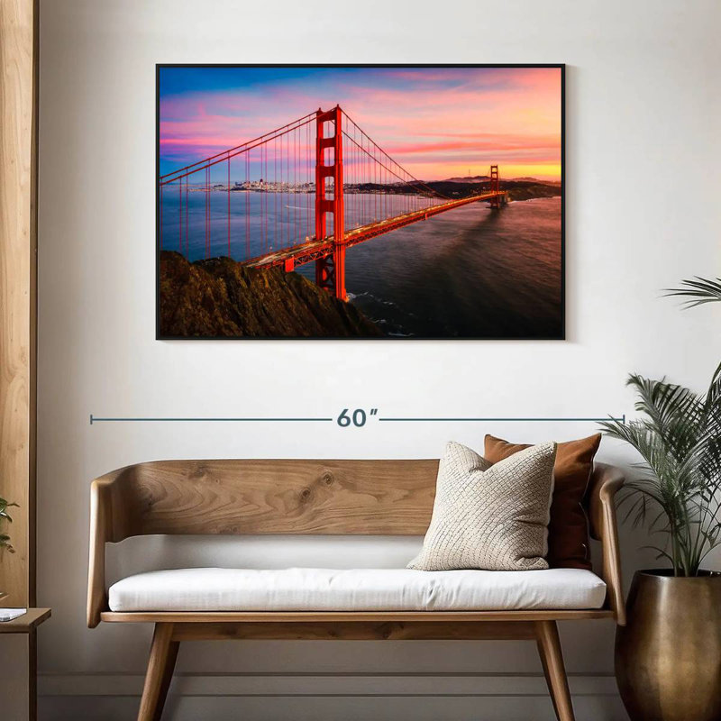Golden Gate, 46 po x 31 po, Cadre flottant noir
