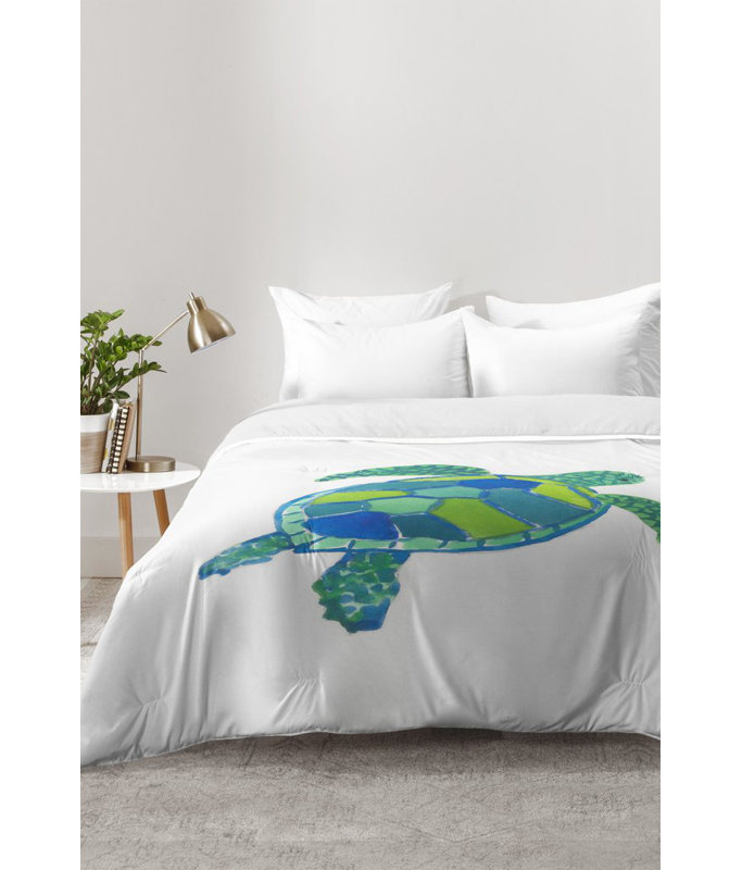 Ensemble d'édredon Sea Turtle, Édredon pour lit simple TG + 1 taie décorative
