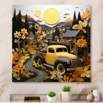 " Yellow Pickup Truck Rustic Rides IV "
