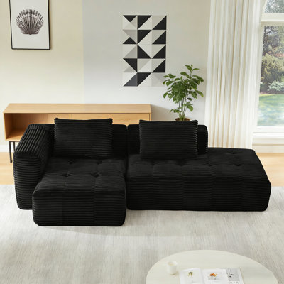 L-Shape Modular Compressed Cloud Sectional Sofa With Chaise Lounge: No-Assembly Oversized Upholstered Couch, Crafted For Living Rooms & Apartments, Featuring Plush, Cloud-Like Cushions For Luxurious Lounging, Movie Nights & Daily Relaxation