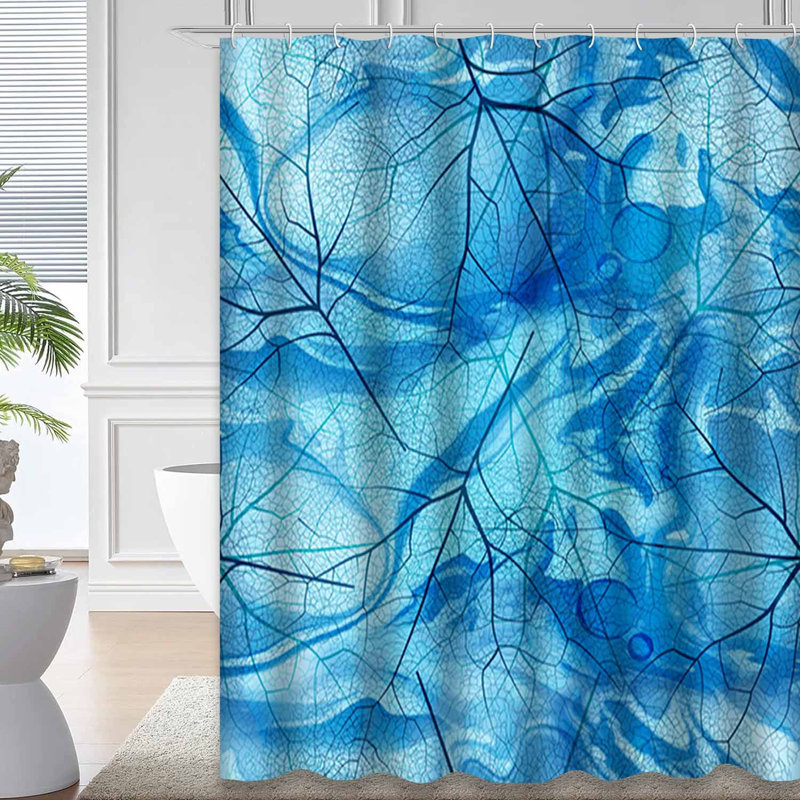 Rideau de douche abstrait à motif abstrait vert avec 12 crochets, L 72 po x l 84 po