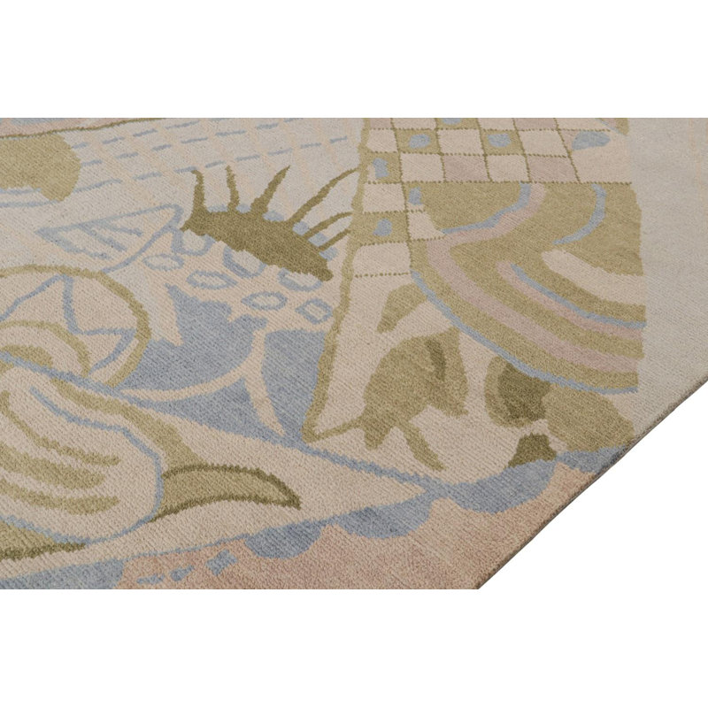 Art Deco Hand Knotted Wool Geometric Area Rug, Rectangle 12' x 15'