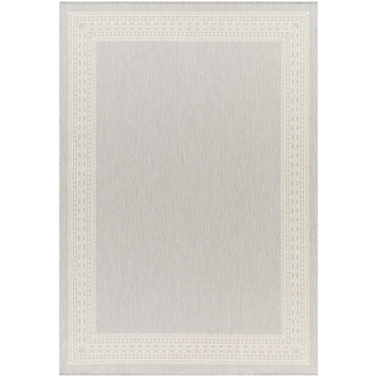 Blacine Geometric Machine Made Power Loomed Polypropylene Indoor / Outdoor Area Rug in Light Gray