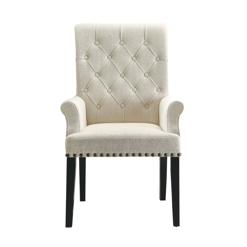 Fauteuil capitonné beige Ferayh