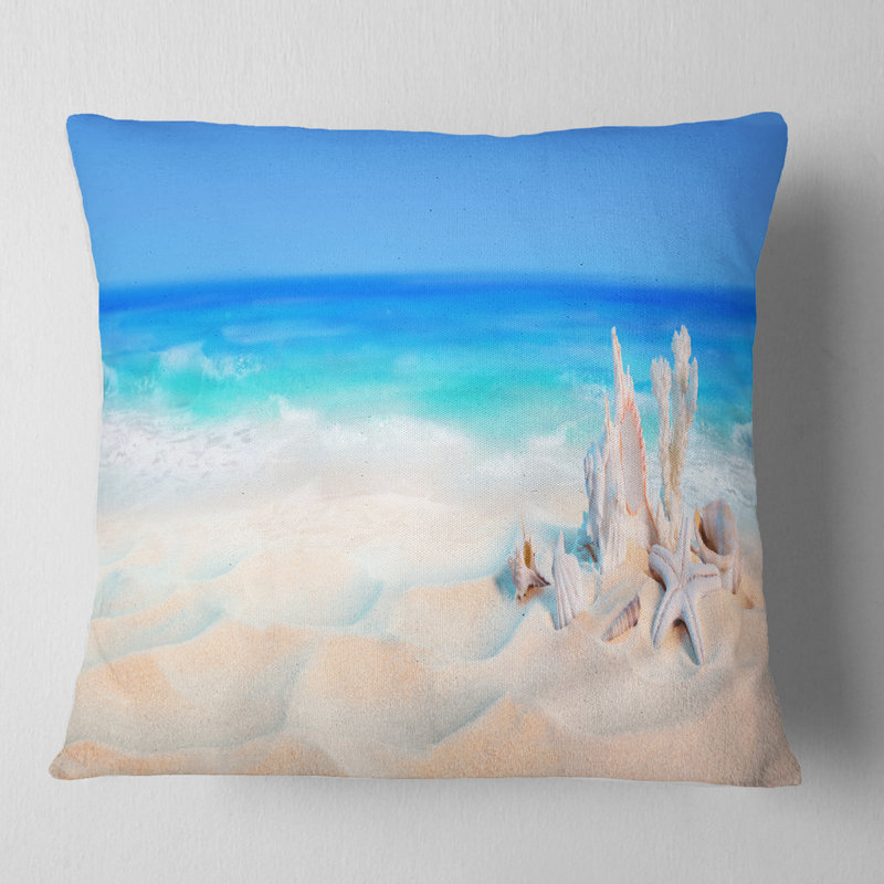 Coussin Seashells on Seashore - Beaches, 18 po x 18 po, Coussin décoratif