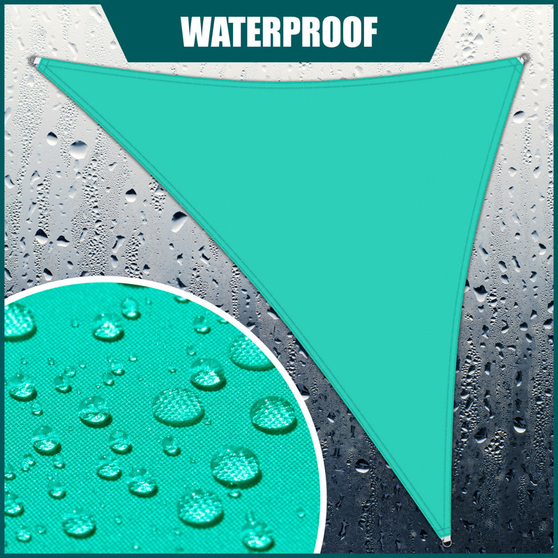 Royal Shade Waterproof Triangle Shade Sail With Hardware Kit, 12'x 12', Turquoise