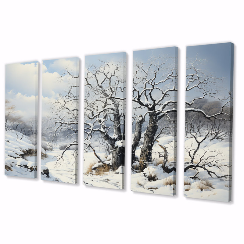 «Winter S Tree Sycamore I - Tree Sycamore», art mural sur toile 5 pièces, H 28 po x l 60 po