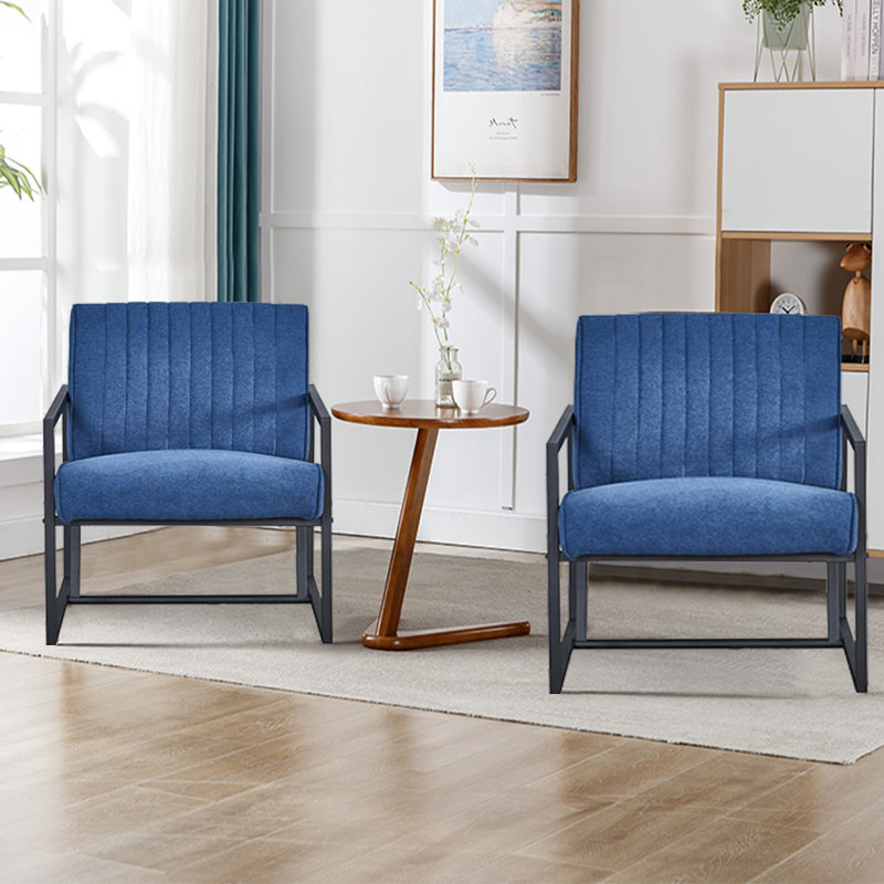 Fauteuil 26 po en velours capitonné, Bleu